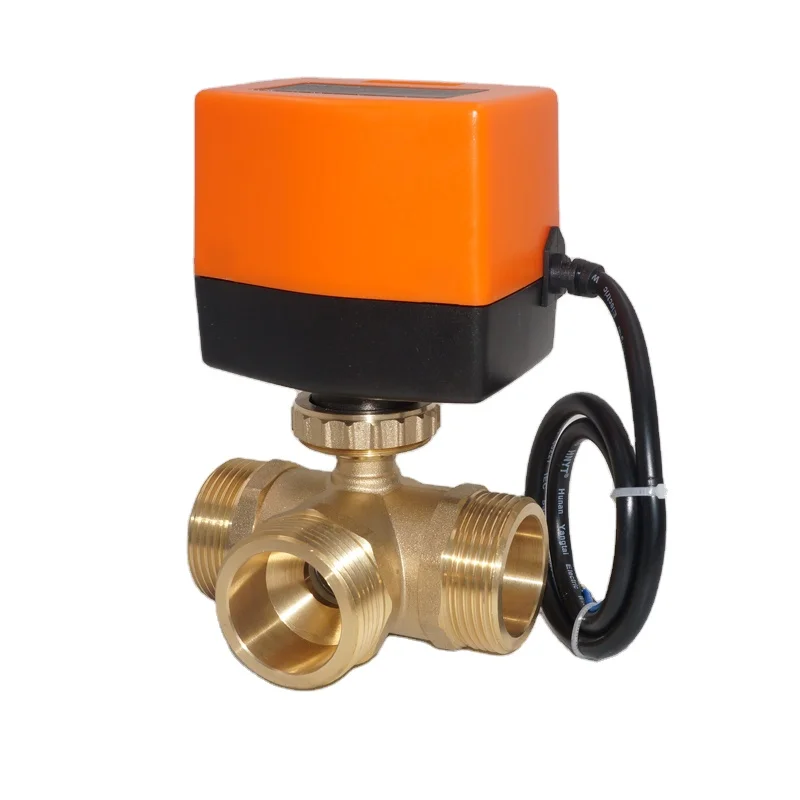 Winvall Male Thread Motorized Ball Valves 220VAC 3 Way 1/2' 3/4' 1' Brass Valve Electric Actuator Water Control Ball Valve