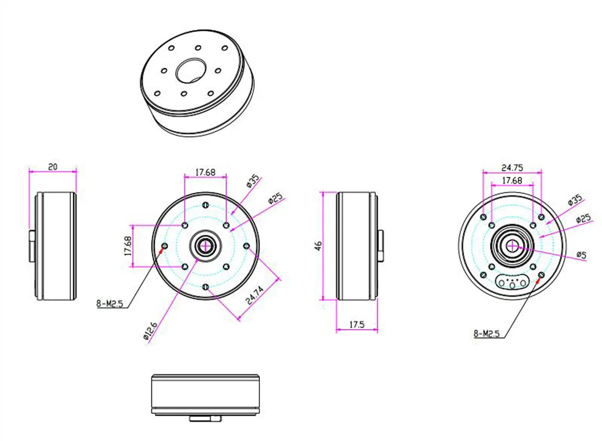 Factory Price 4008 6.8Ohm 50T 24N22P Oem Flat Hollow Shaft High Torque Brushless Motor With Hall Sensor For Gimbal System
