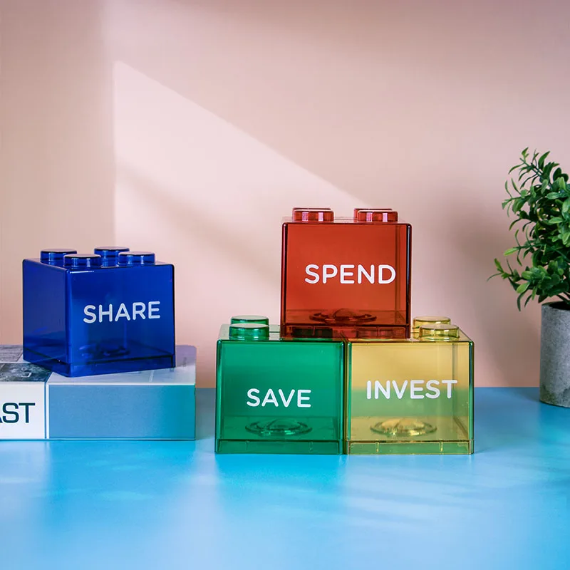 Colorful Stacking Block Coin Bank for Kids PS Money Cube for Money Saving