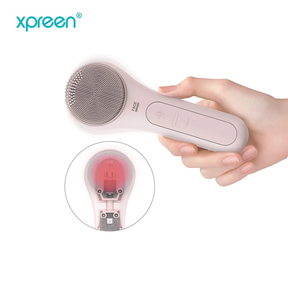 Dual sided facial cleansing brush heating sonic vibration facial cleansing brush
