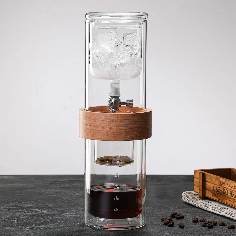 Glass cold brew double layer ice drip coffee pot set hand brewed coffee pot
