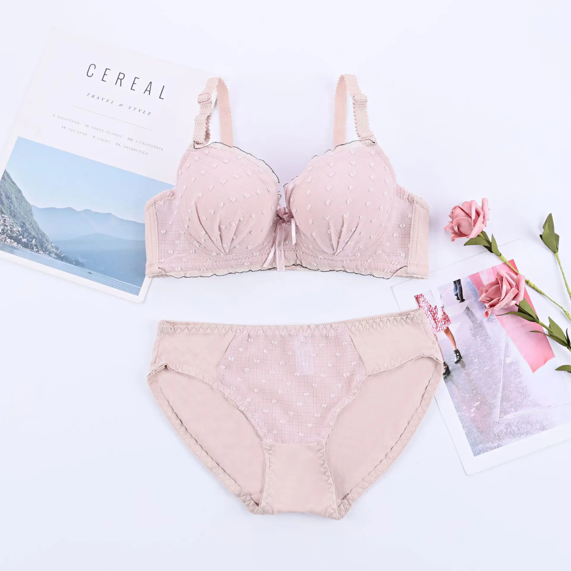 Wholesale Plus Size Women Bra Set Soft Comfortable Bra Panty Set Size 36