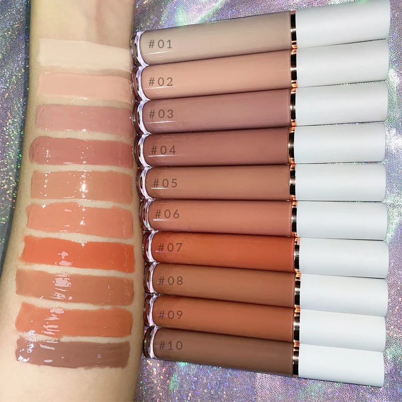 High Pigment Shiny Glossy Vegan Moisturizing Nude Plumping Lip Gloss Private Label Liquid Lip Gloss Container Lip Cream