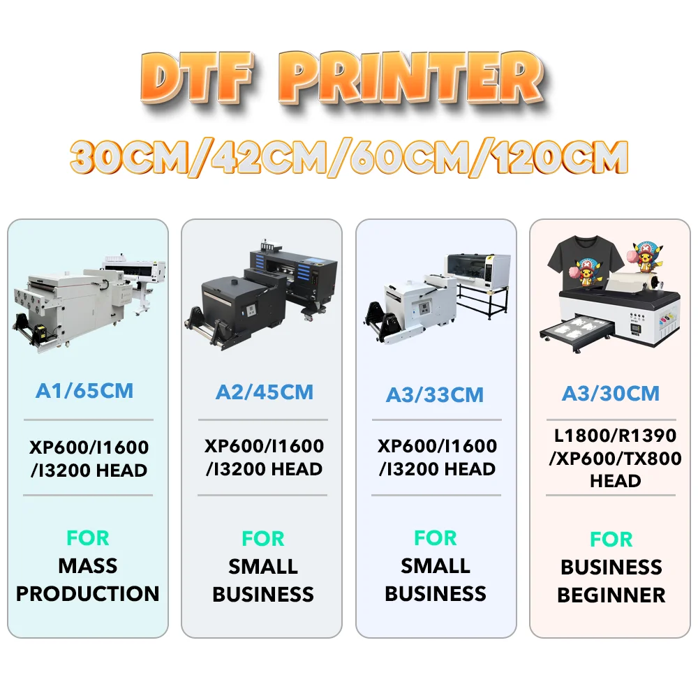 A3 DTF printer transfer pet film printing machine  Dual XP600 I3200 heads with powder shaking machine shaker and dryer