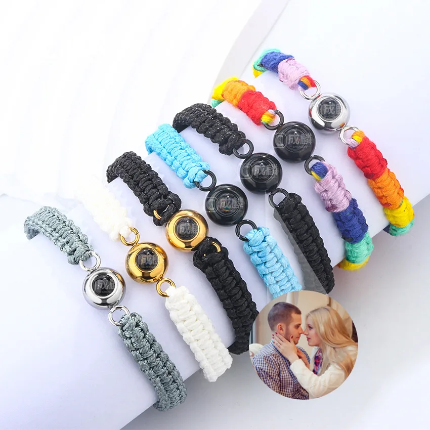 Wholesale 100 Languages I love You Stainless Steel Projection Bracelet Adjustable Colorful Couple Bracelets