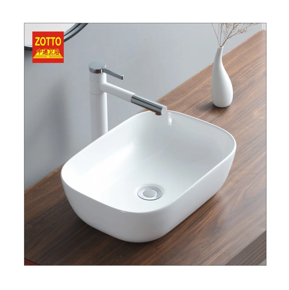 Hot Sale Bathroom Above Counter Washbasin White Countertop Sink Ceramic Art wash basin