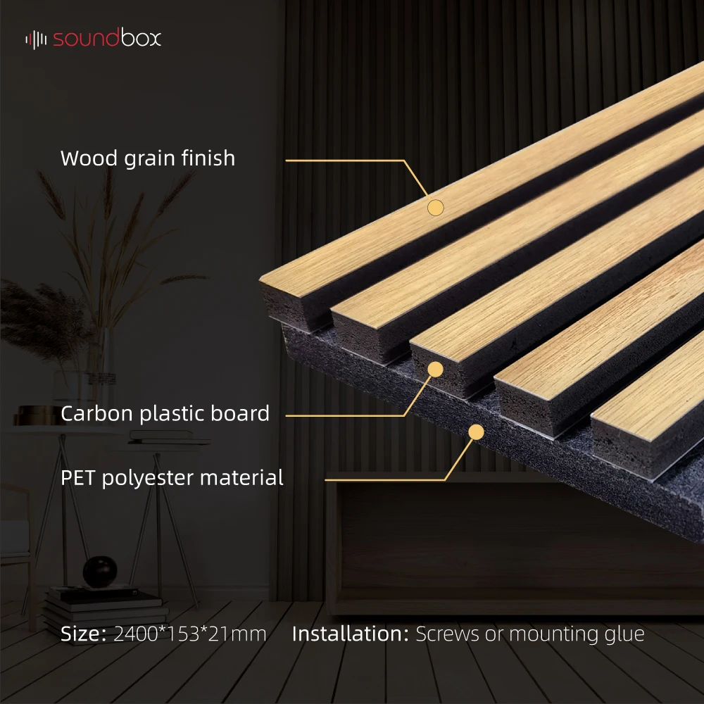Soundbox pet 24mm biz hexagon wood fiber melamine fabric track for acoustic panel sound proof