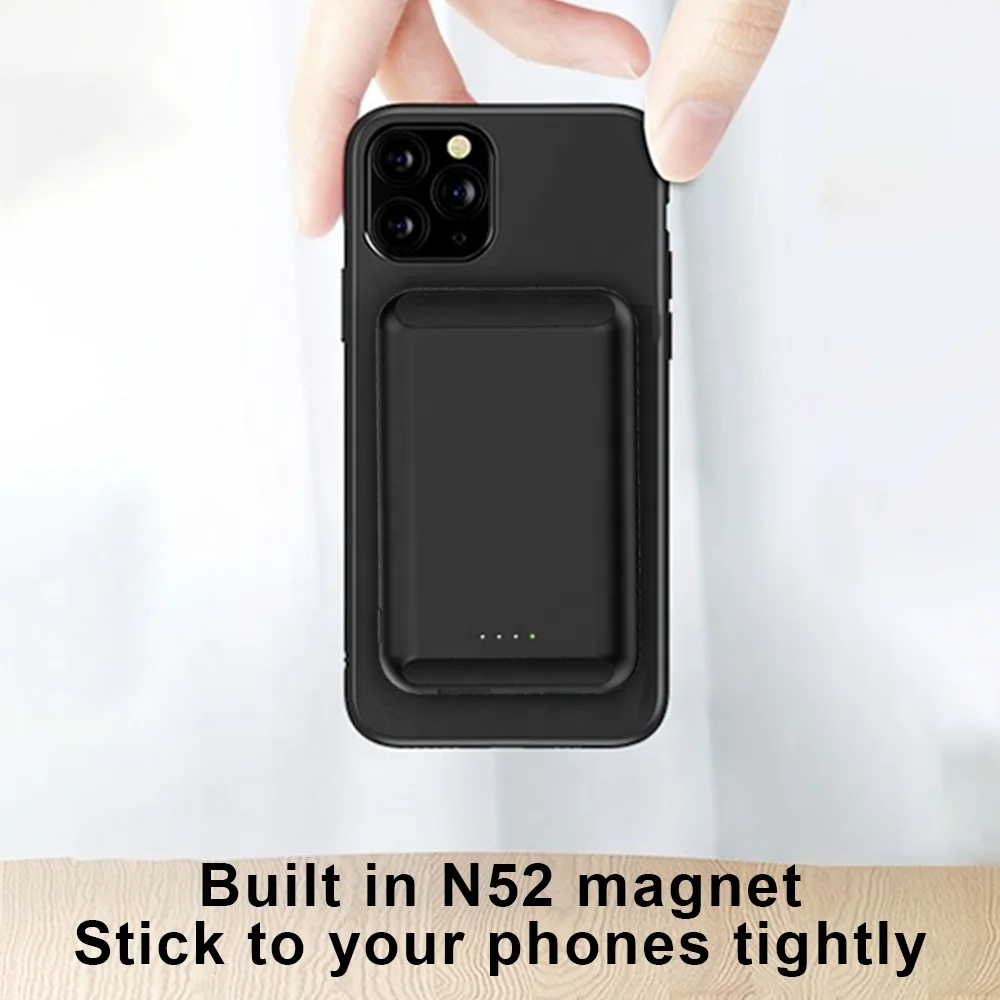 Custom Logo slim small Phone Power Banks Magnetic Wireless Charger Mini Portable Power Bank 5000mah