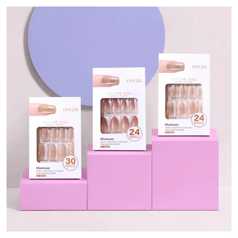 High Quality Fashion Trending Artificial Fingernails Low Price Wholesale Best Quality 24 Pcs Art Nails Press On Nails