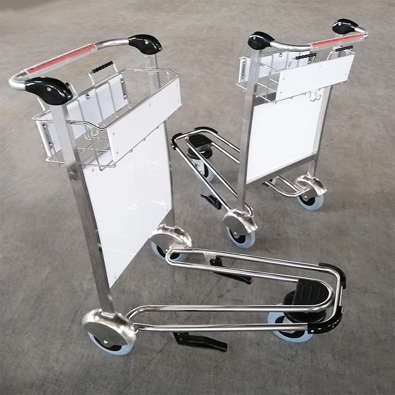 3 Wheel Airport Luggage Trolley Hand Cart Passenger Baggage Airport Trolley With Brake Rubber Wheel