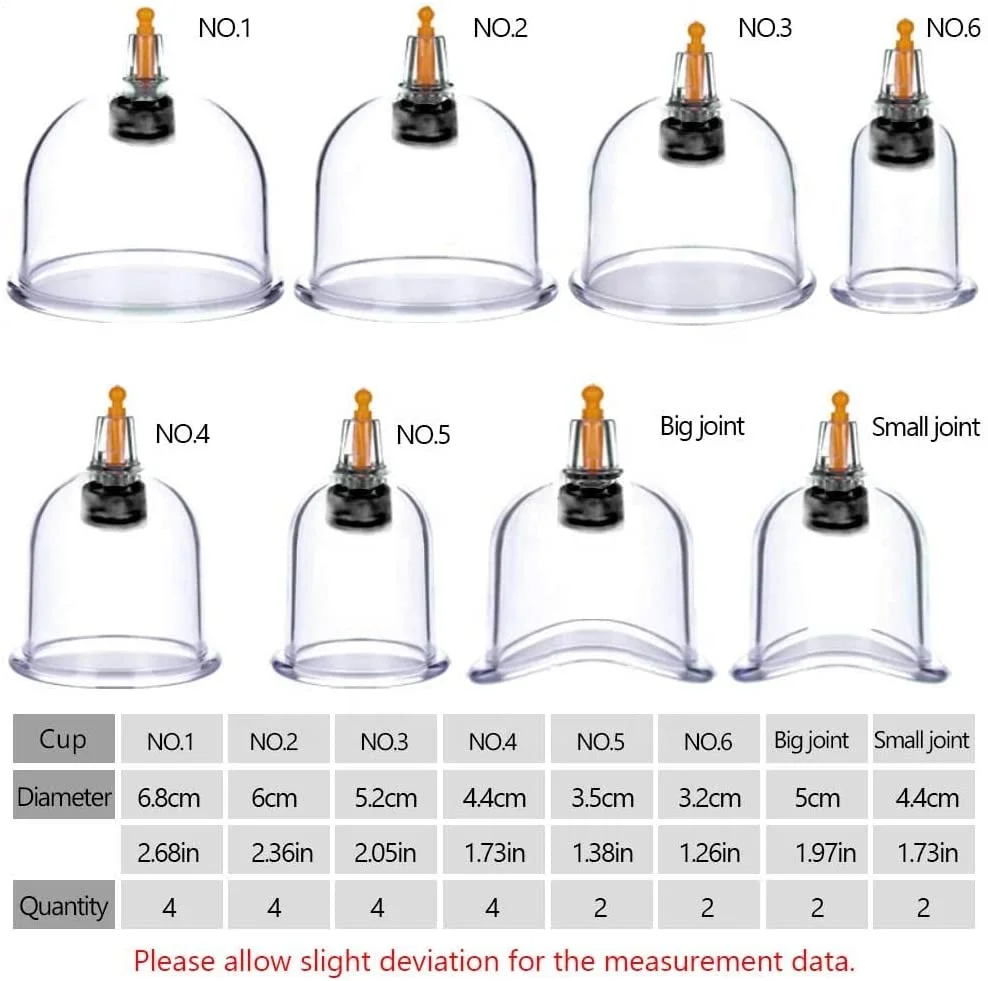 12 Cups Chinese Traditional Massage Vacuum Cupping Therapy Set Plastic Cupping Cups For Pain Relief