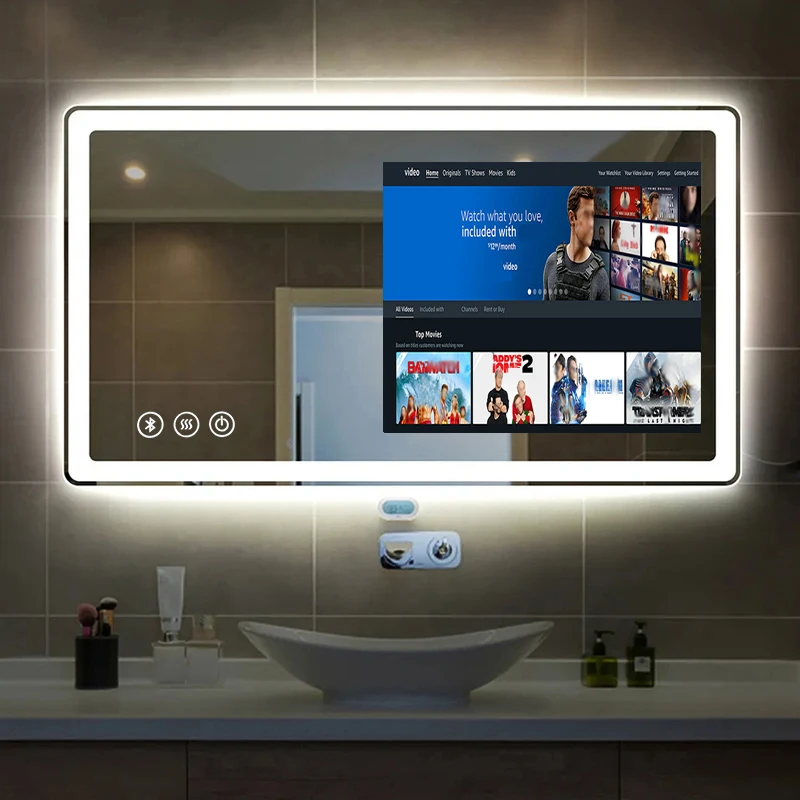 Wifi Bluetooth Health System Music Wall Mirror Smart Android 21.5 inch Touch Screen Led Lights Bathroom Smart Magic Mirrors