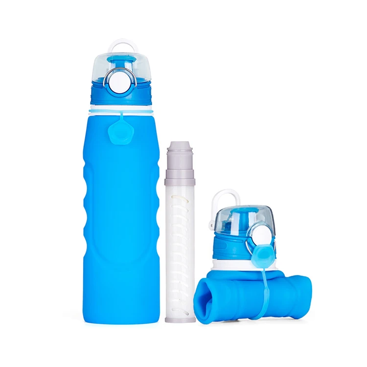 Outdoor Hiking Camping Portable Collapsible silicone UF Ultrafiltration Membrane Water filter water bottle with filter