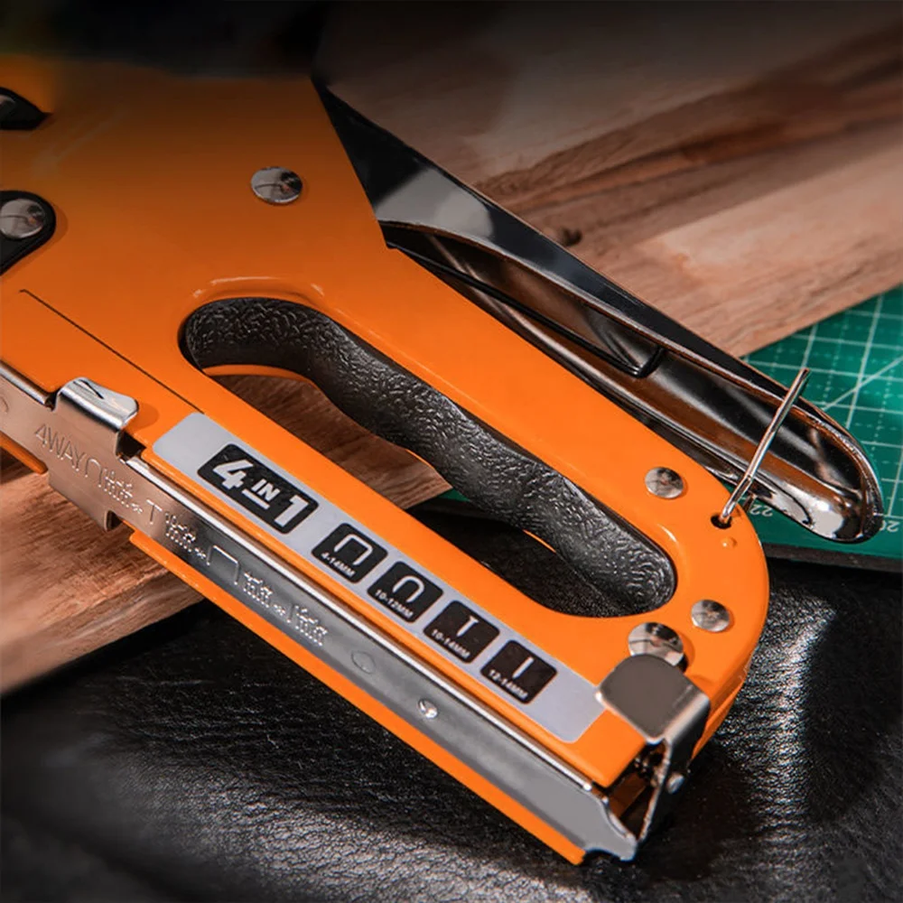 4 in 1 Heavy Duty Manual Nail Stapler Door Framing Finish Furniture Stapler Hand Tool Staple Gun