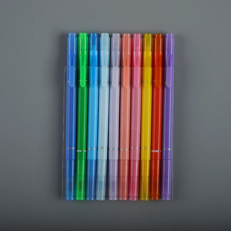 Plastic Hard Boxes Pack 12 color dual tip marker pens, art water color pen set