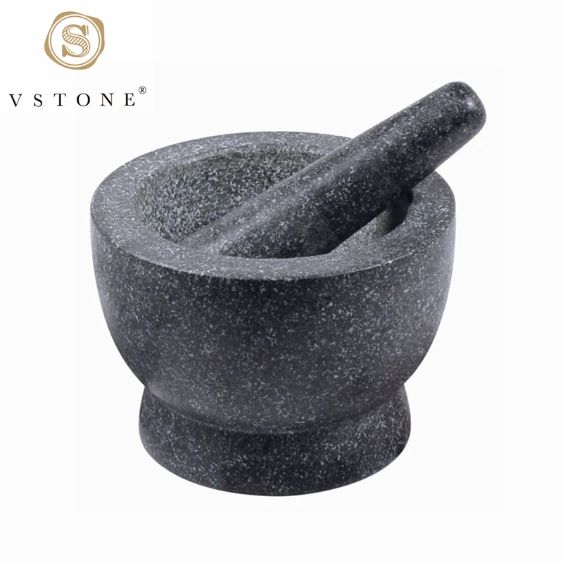 VSTONE New Arrival Cheap Molcajete Tejolote Granite Stone Mortar and Pestle for Kitchen and Restaurant