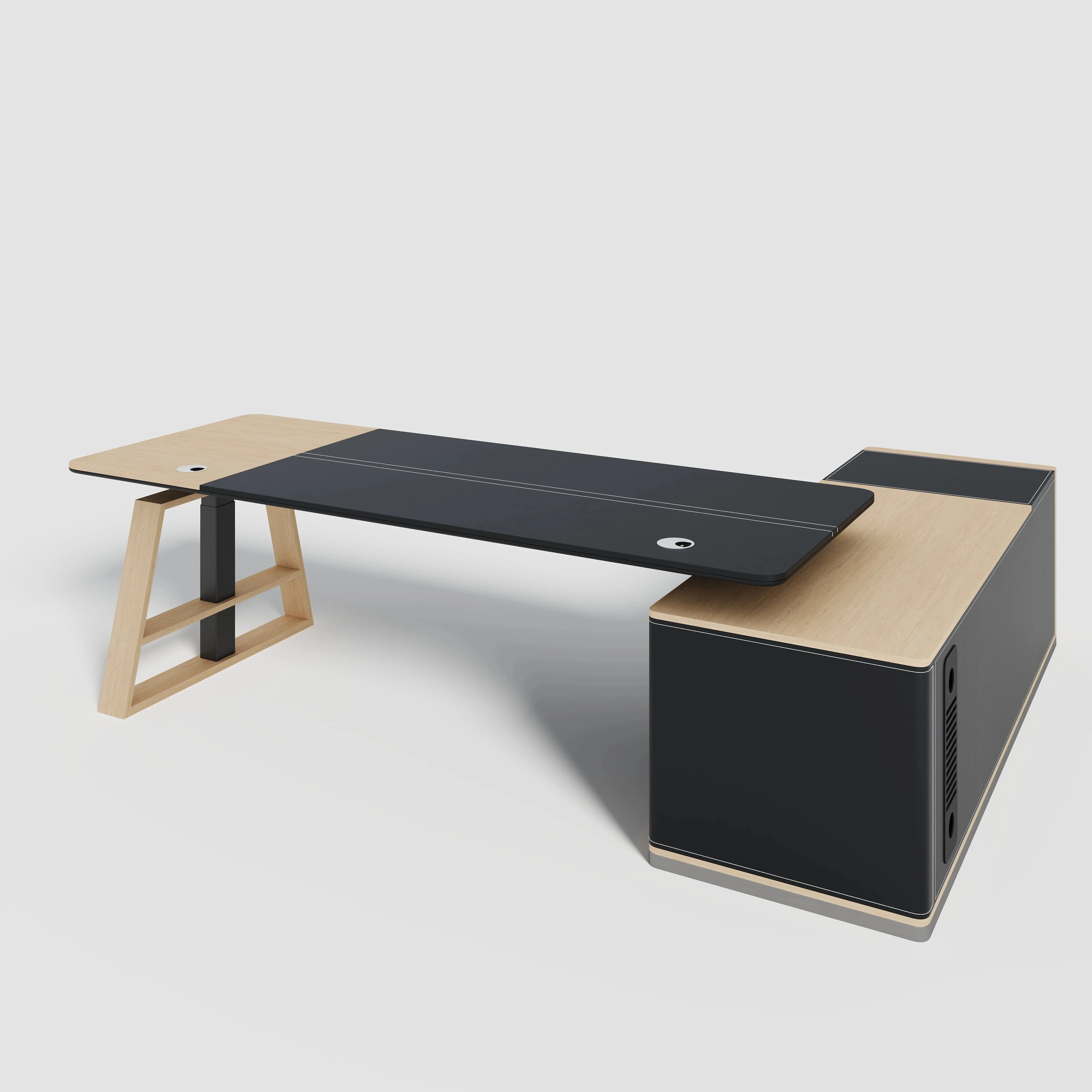 Executive Luxury boss Modern height adjustable office electric sit standing desk Office furniture lifting computer table L shape