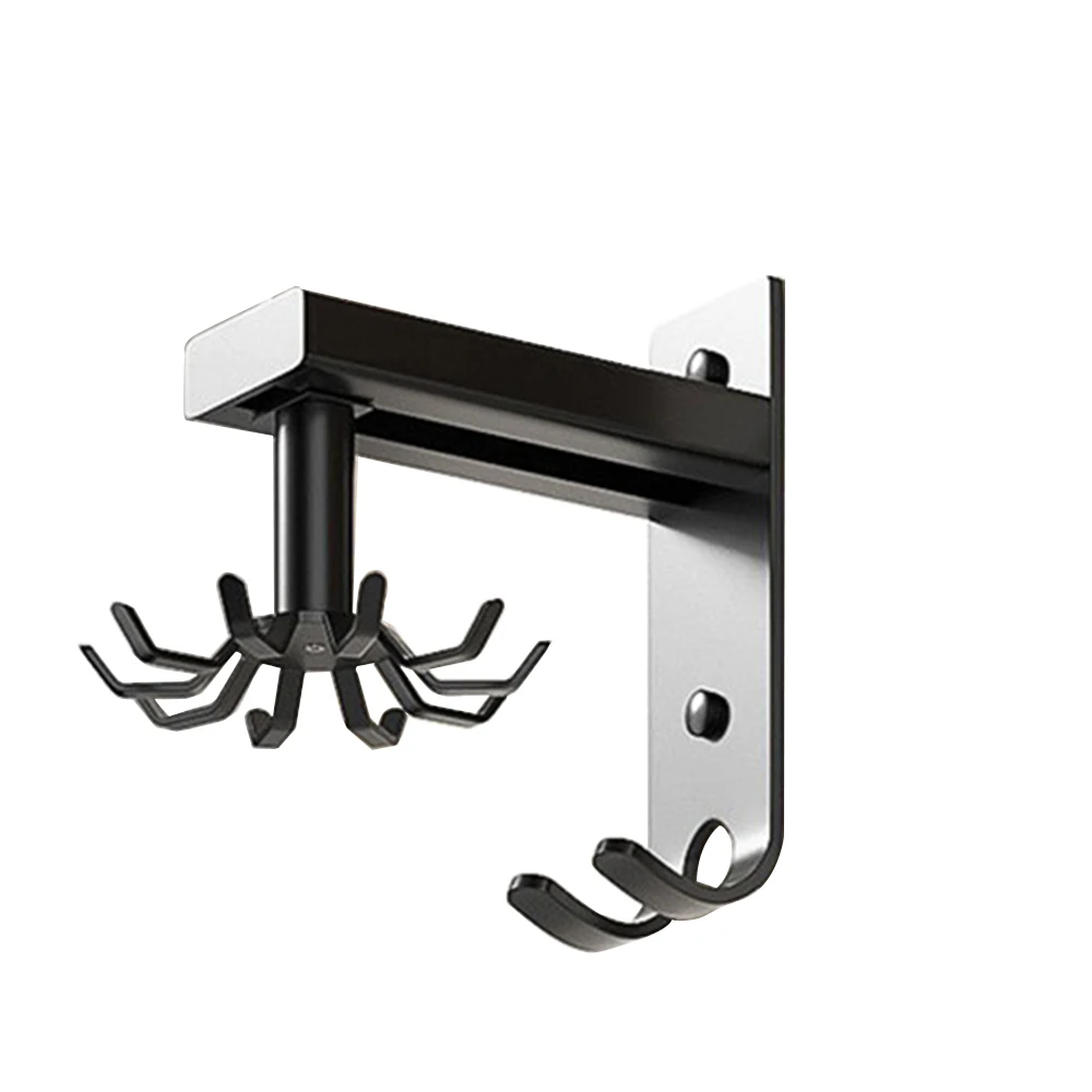 New Style No Drilling Wall Mounted Multifunctional Hook Space Aluminum Swivel Hook for Bathroom and Kitchen