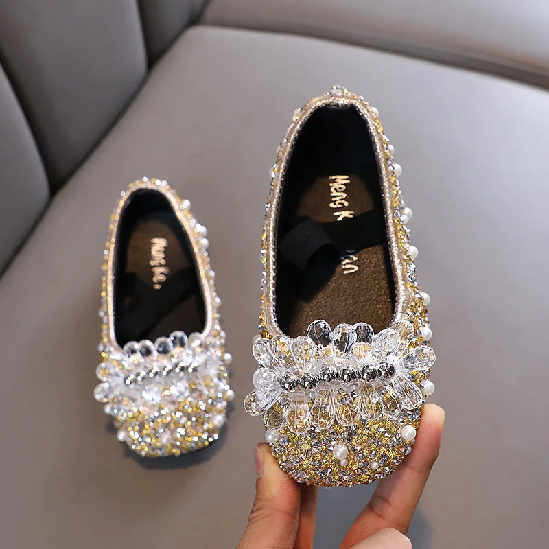 2024 Fall new baby girls Girls Princess Diamond single shoe shoes dance performance shoes