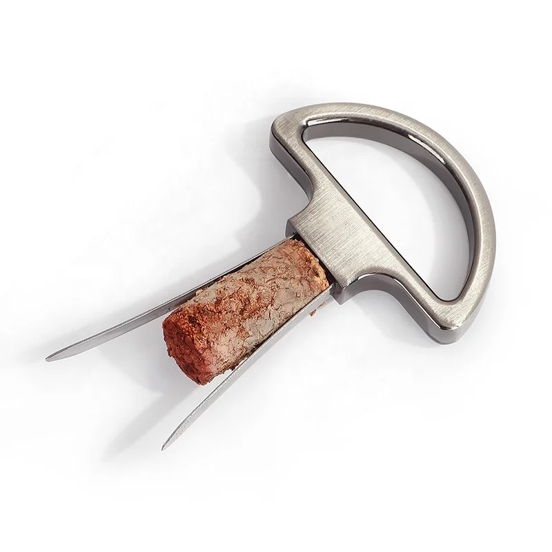 New Portable Wine  Bottle Opener Traditional Ah So Two Prong Cork Puller With Cover Metal Corkscrew