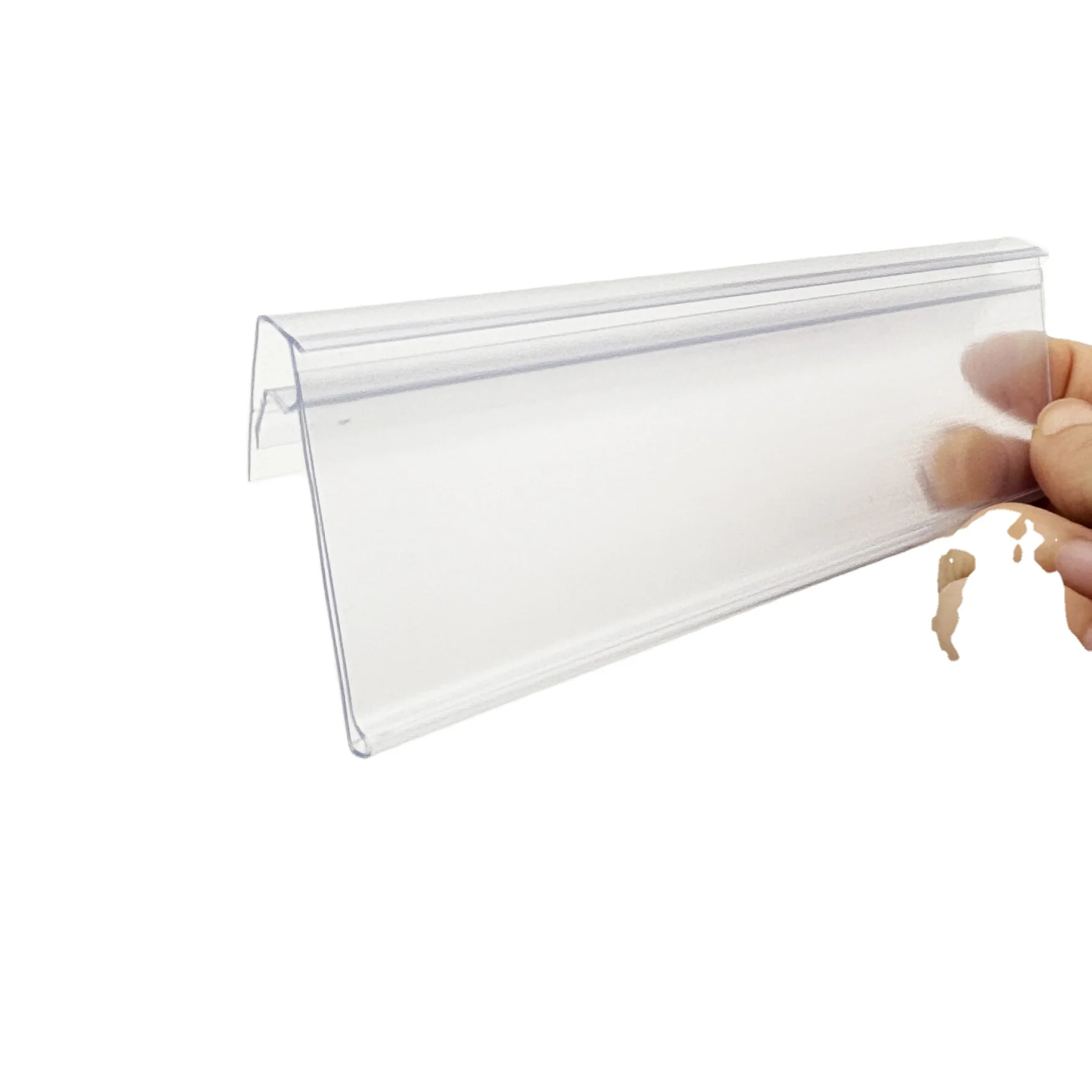 Liuhe Plastics PVC wire basket price tag holder data strip label holder for supermarket wire shelving.