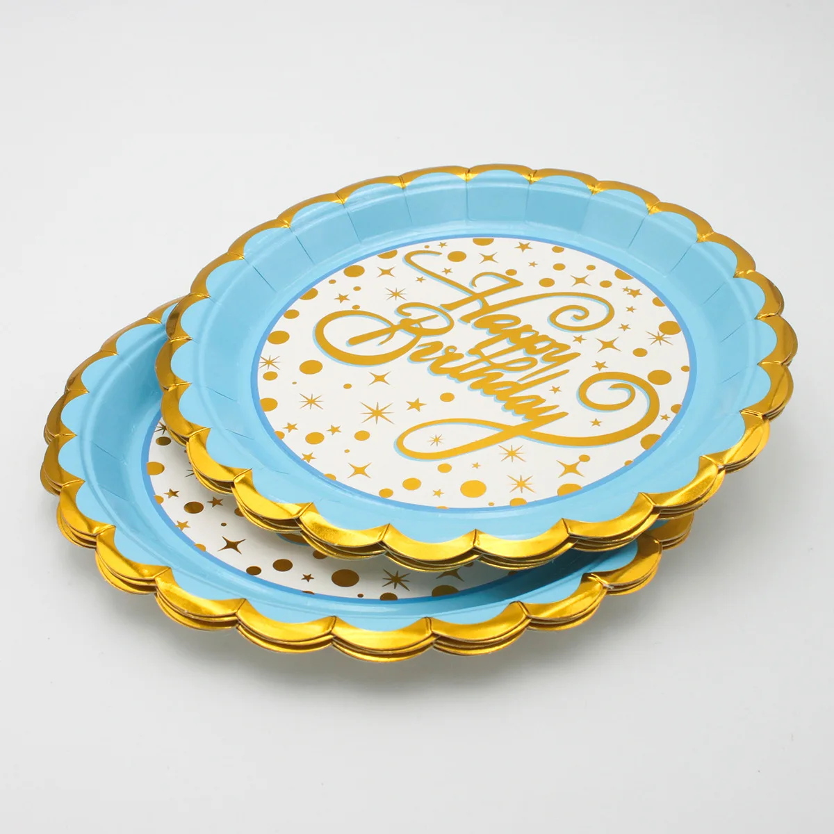 Party Supplies  Bronzed Light Blue Birthday Theme Party Set Napkin Paper Cup Paper Plate Tableware Wholesale Party Supplies