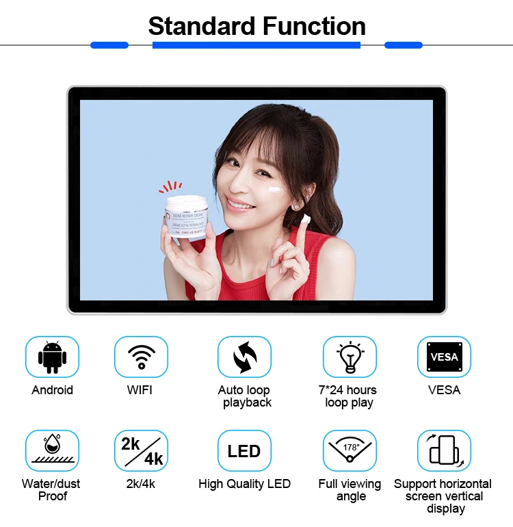 24 inch Indoor Android  Lcd Display Screen advertising digital signage media player equipment