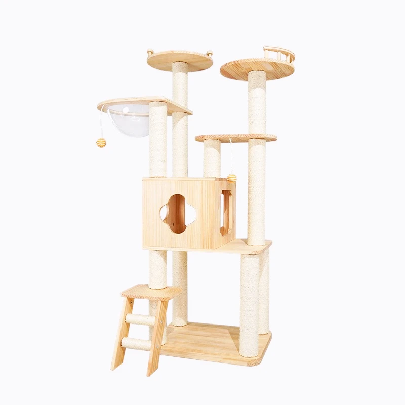 In Stock Vertical post Wooden rack Pet toy Cat climbing rack  Large cat tree