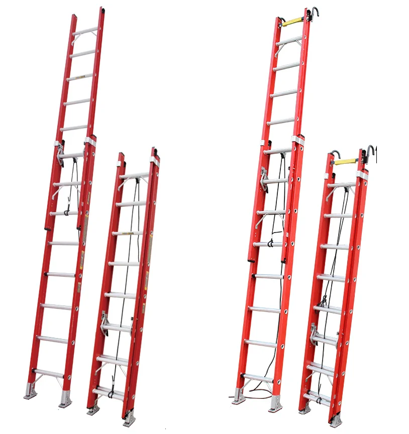 Factory Wholesale Customizable 12m Fiberglass Extension Ladder with Handrail (1600279254193)
