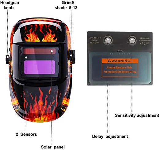 BONAWELD True Color Solar Powered Auto Darkening Welding Helmet, Wide Shade 4/9-13 for TIG MIG ARC Weld Hood Helmet
