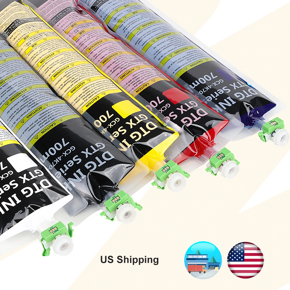 Xcellent High quality 700ML bag ink with dtg textile ink one time chip for Brother GTX-400 422 423 424 425 600 GTX Pro printer