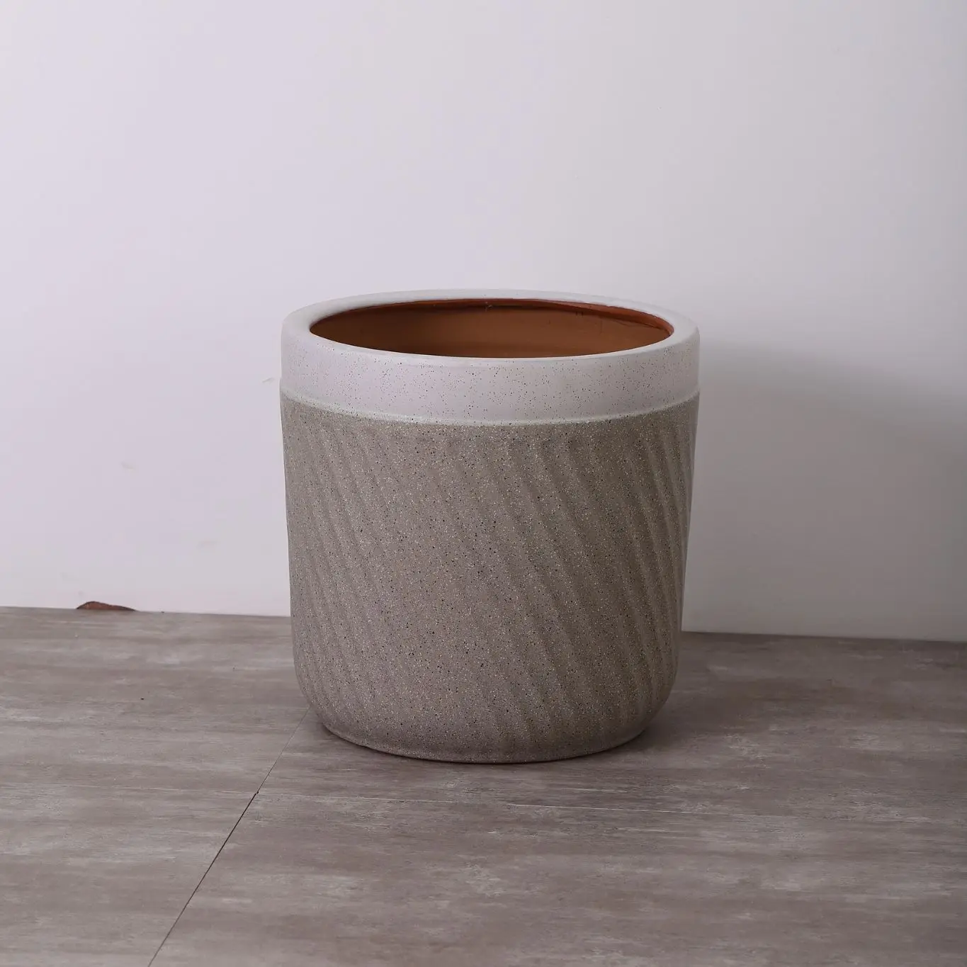 Sets 3 China suppliers concise design indoor outdoor decorative white brown textural flower ceramic flower pots