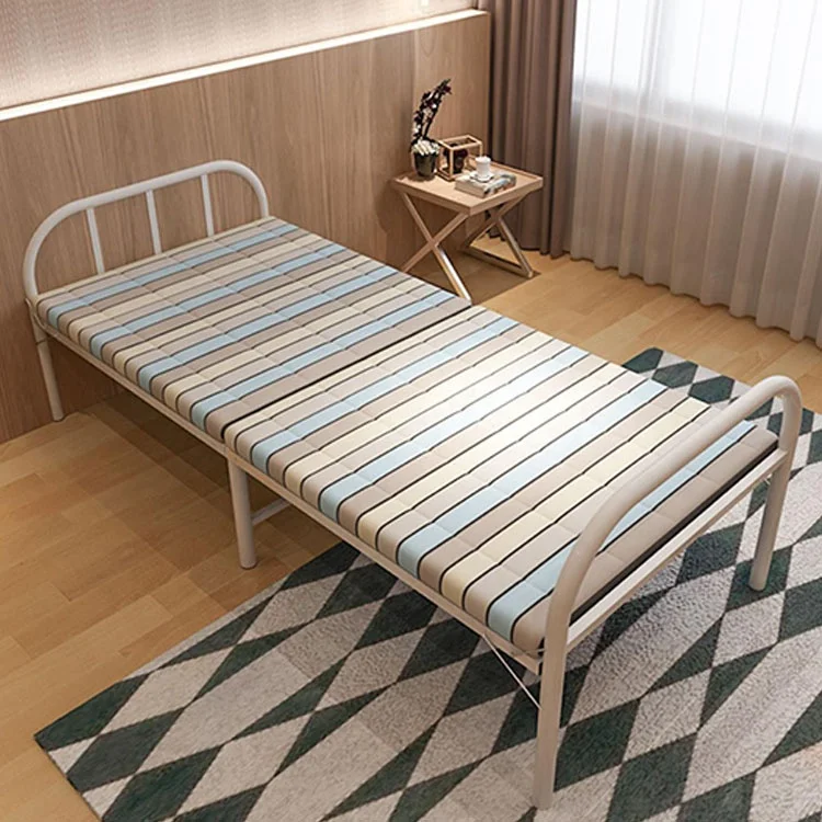 Folding Beds Single Bed Iron for Adults Folding Home Furniture Bedroom Furniture Soft Bed Plastic Bag/carton Modern Metal White
