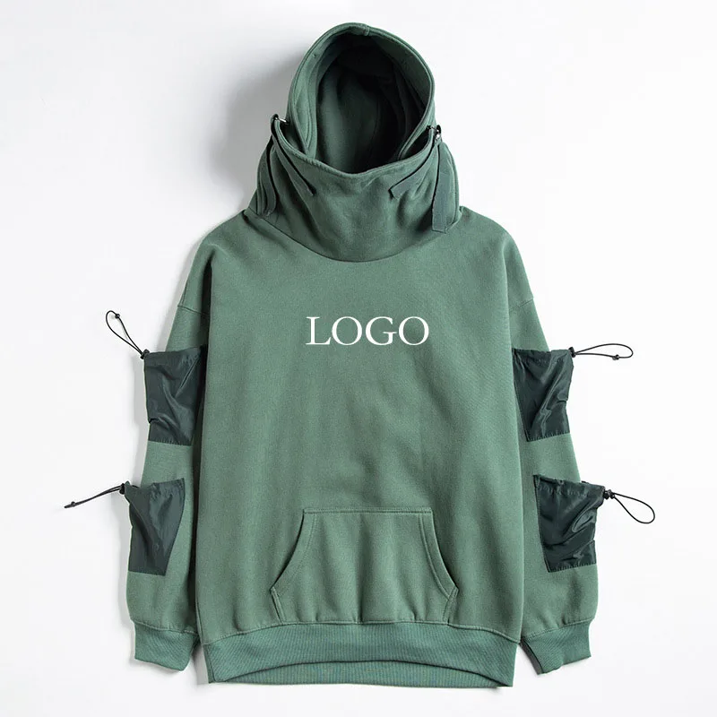 custom logo high quality techwear hoodie hip hop sweatshirt street plus size hoodie