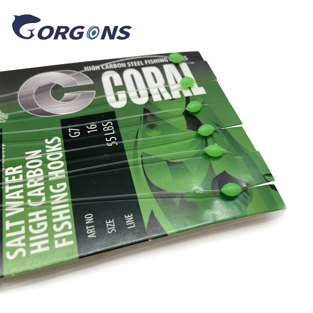 Gorgons 8# 10# 12# 14# 16# Fishing Flasher Rigs with Luminous Beads Sabiki hooks Rigs