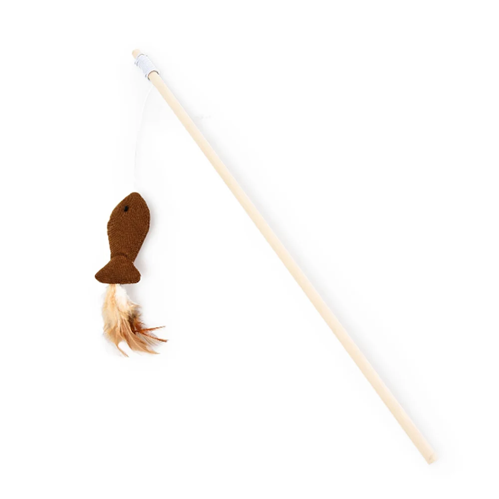 Интерактивные игрушки для кошек котят рыба из натуральных перьев игрушечная палочка