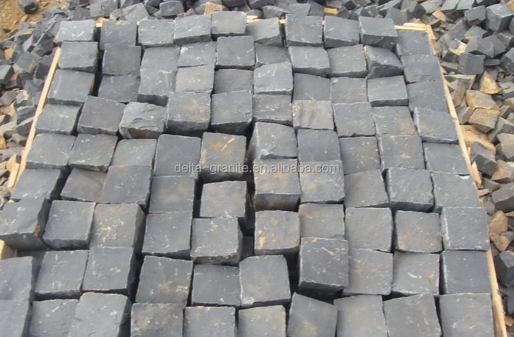 Chinese wholesale black natural split cubes stone for Paving
