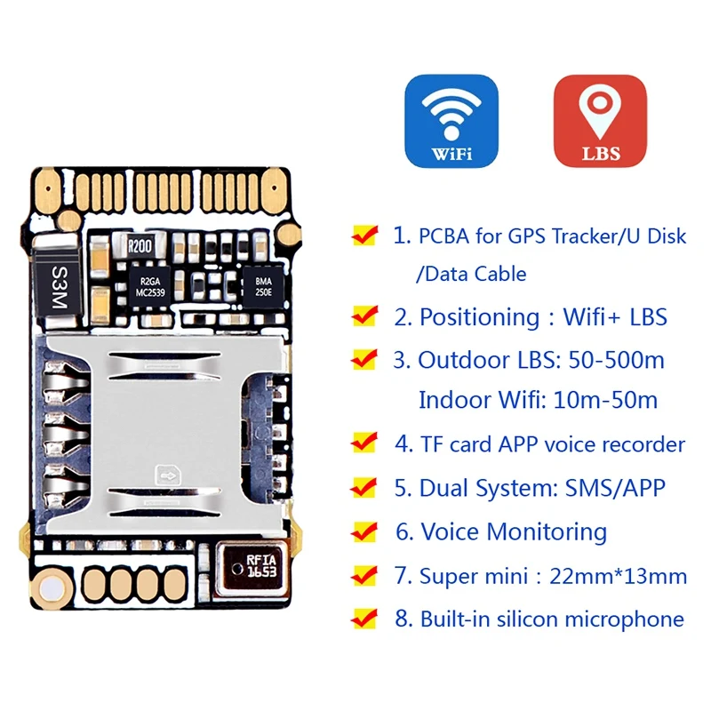  Самый маленький в мире трекер GPS GSM Wifi LBS PCB ZX620 для USB-накопителя и