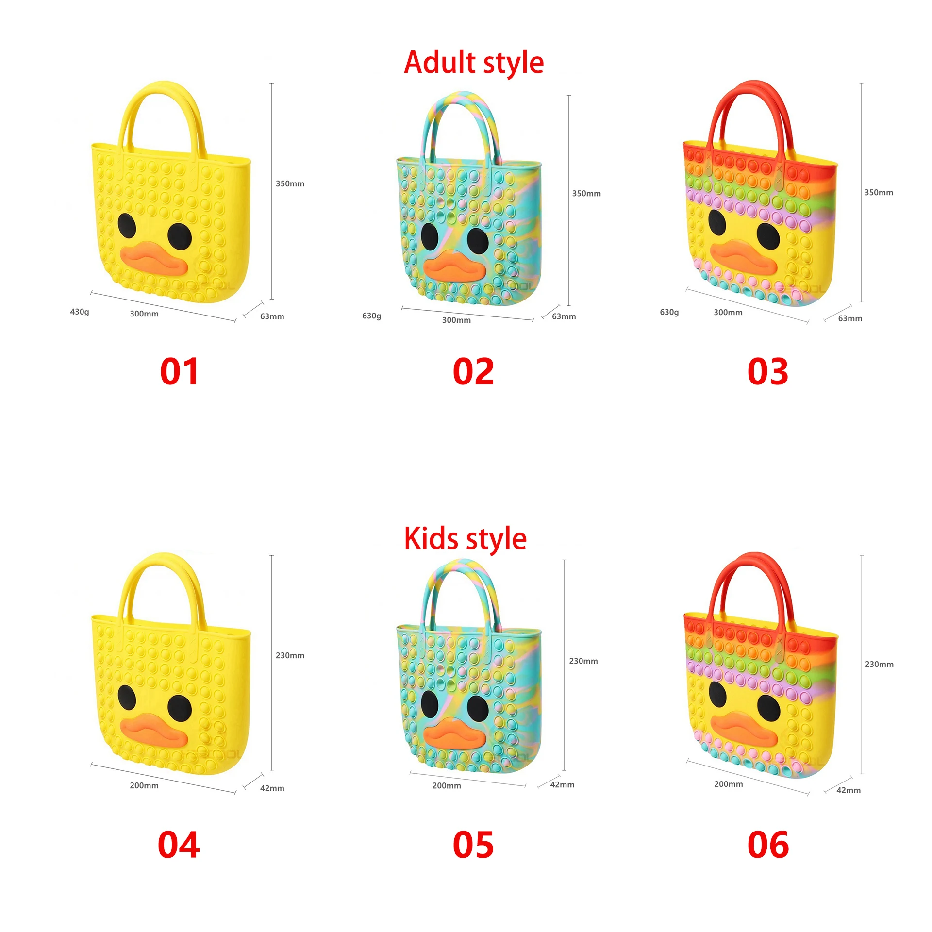 FT59 Simple Reasuable Silicone Sensory Pop Fidget bag Tote Bag Stress Relief waterproof Handbag for Women Pop duck bag