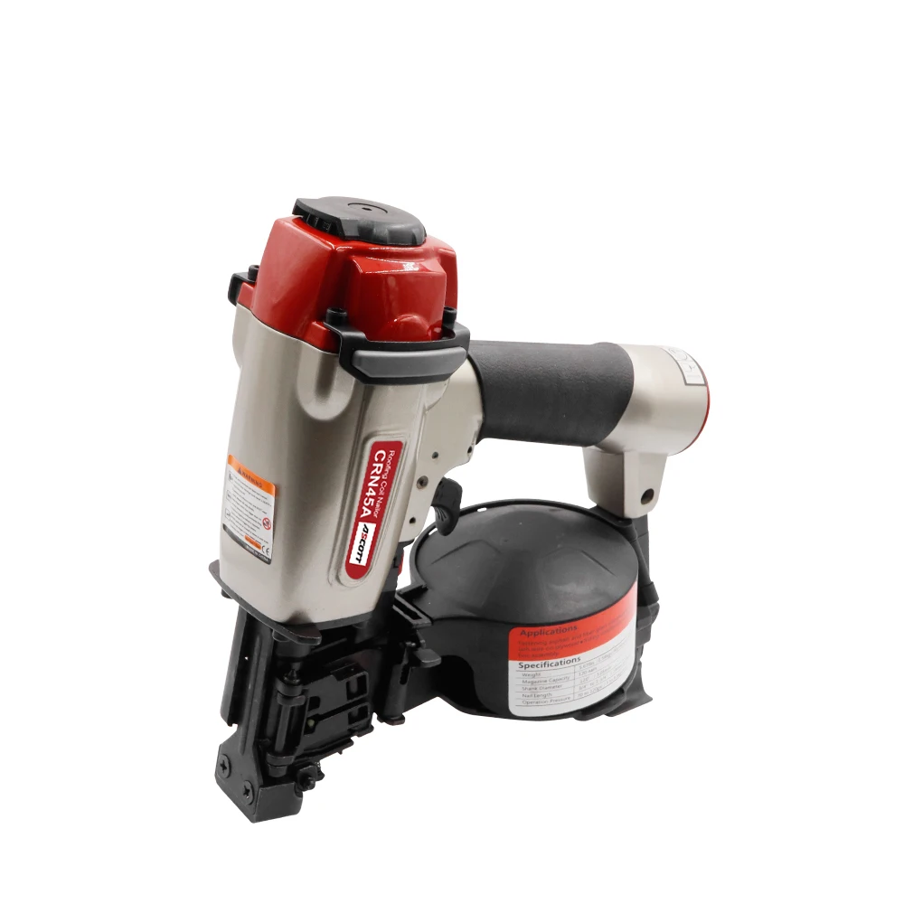 CRN45A Industrial Grade Pneumatic Coil Nail Gun 15 GA Steel Wire Roofing Welded Asphalt Fiberglass Shingles Wood