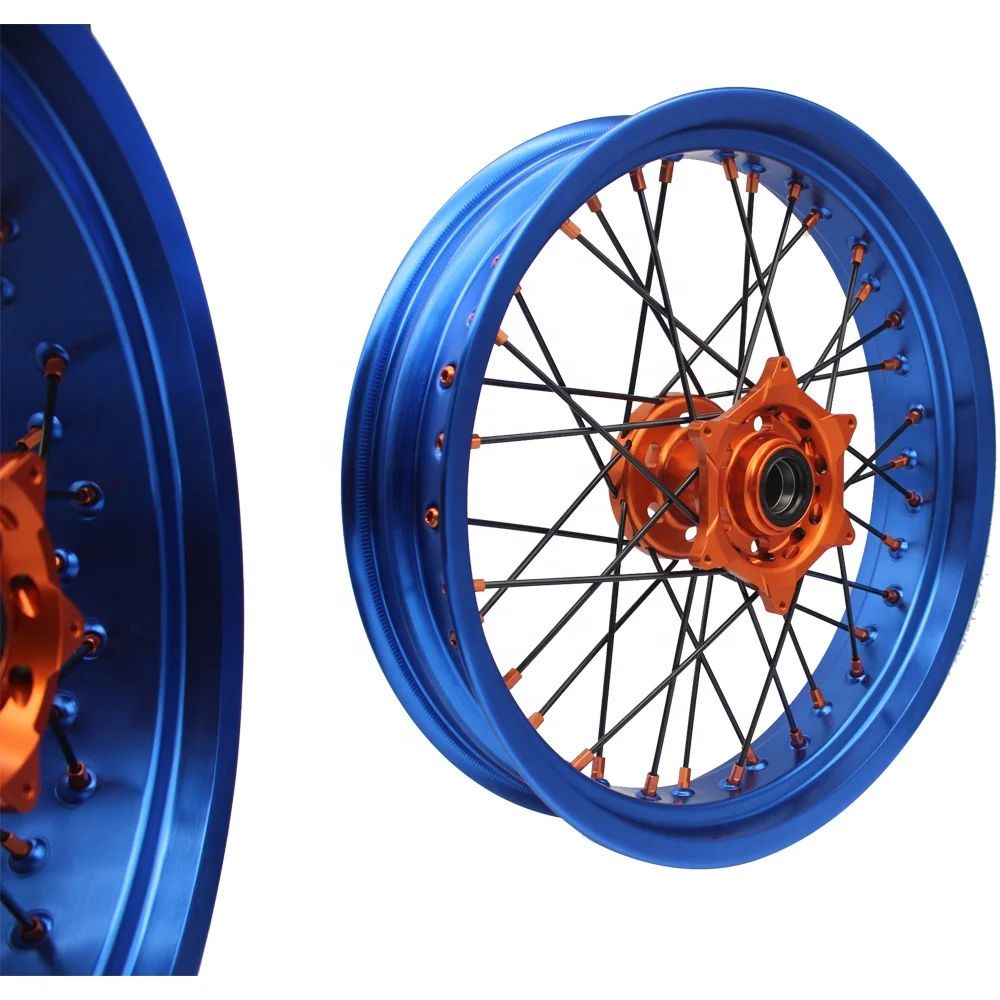17 Inch 36 Spokes Blue Rim EXC SXF SX 250 300 450 Anodization Alloy Motorcycle Spoke Wheels Supermoto Wheels For KTM