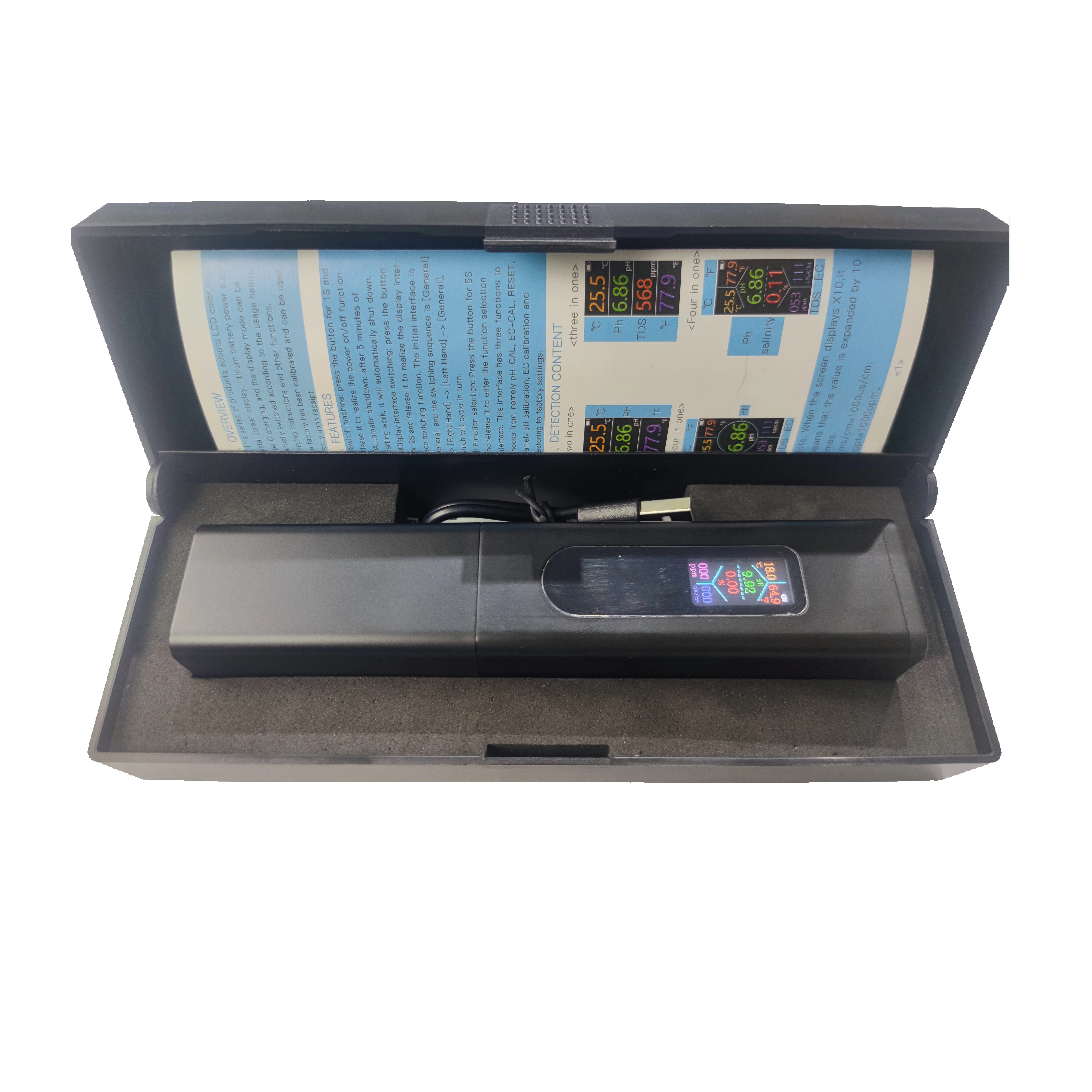 Высококачественный измеритель TDS/EC/PH/солености/температуры 5 в 1, цифровой тестер качества воды для лабораторий аквакультуры