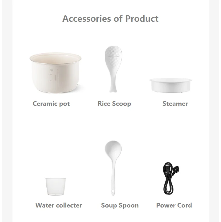 Touchable Button 2L Aluminum Non-stick Coating Multicooker Mini Rice Cooker Electric