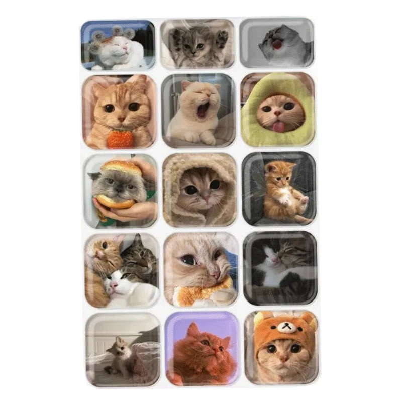 Custom cartoon cat epoxy  phone sticker high quality vinyl kawayii 3d laptop sticker