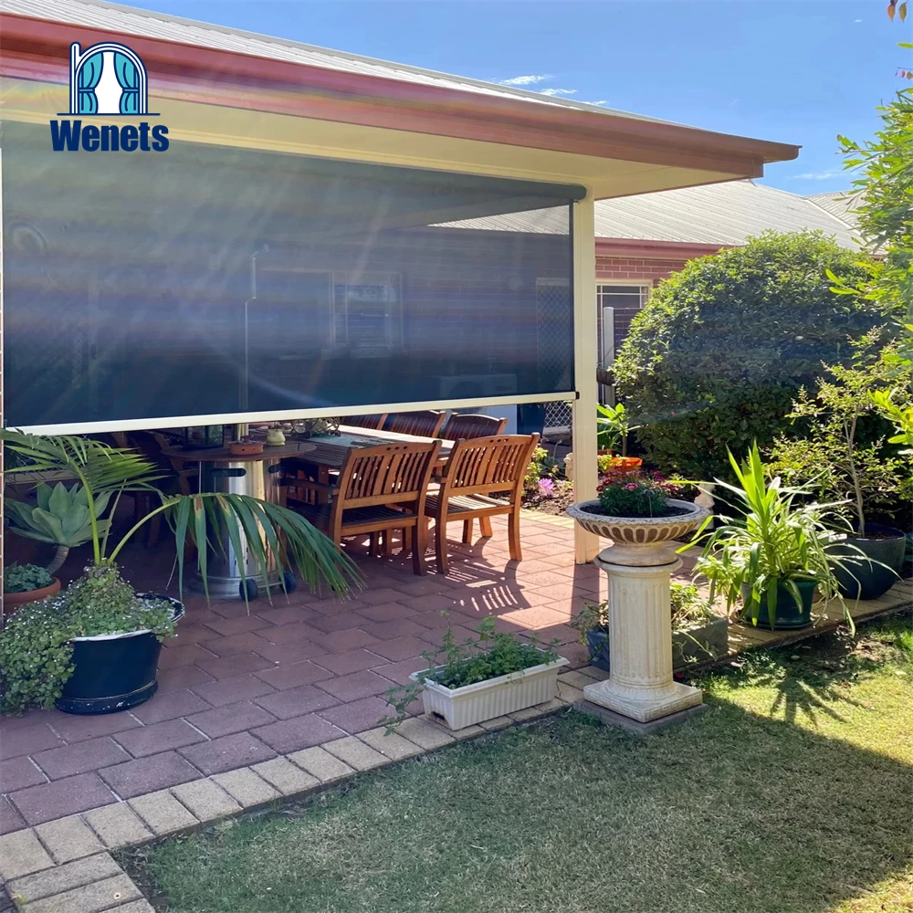 Upper and Lower Biparting Open screens zip track outdoor automatic zip track roller shades vertical awning