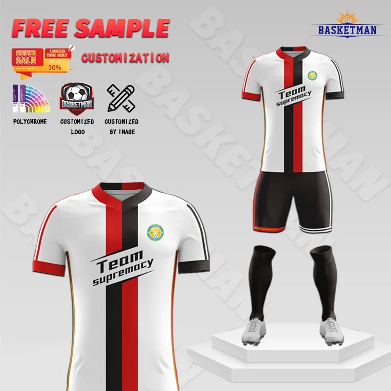 Free Sample uniforme de futebol Custom Football Jerseys Quick Dry Digital Printing Retro Soccer Jerseys Uniform for Men