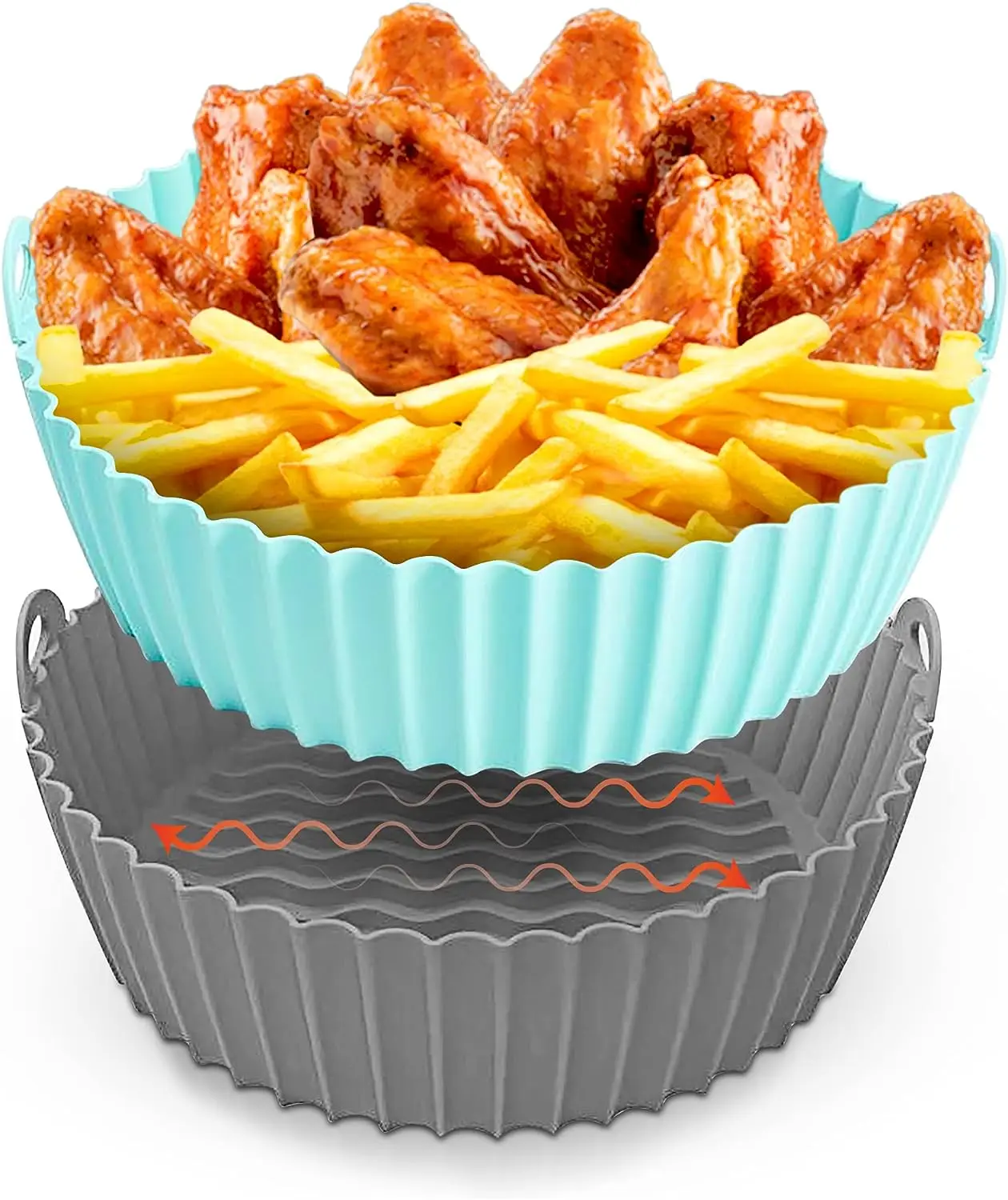 Kitchen accessories silicone mold for air fryer pareusable air fryer silicone pot air fryer liners silicone 2 pack