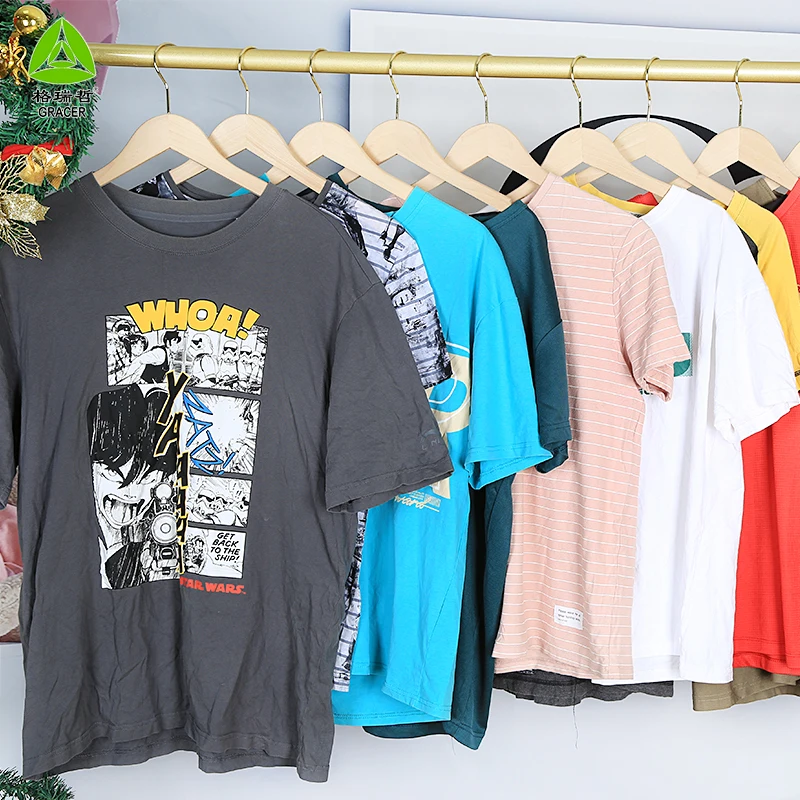 Thrift Clothes Bale Used T-Shirt Bundles Ukay Clothes Bales Tees For Men Factory Stock Wholesale Bales Bulk