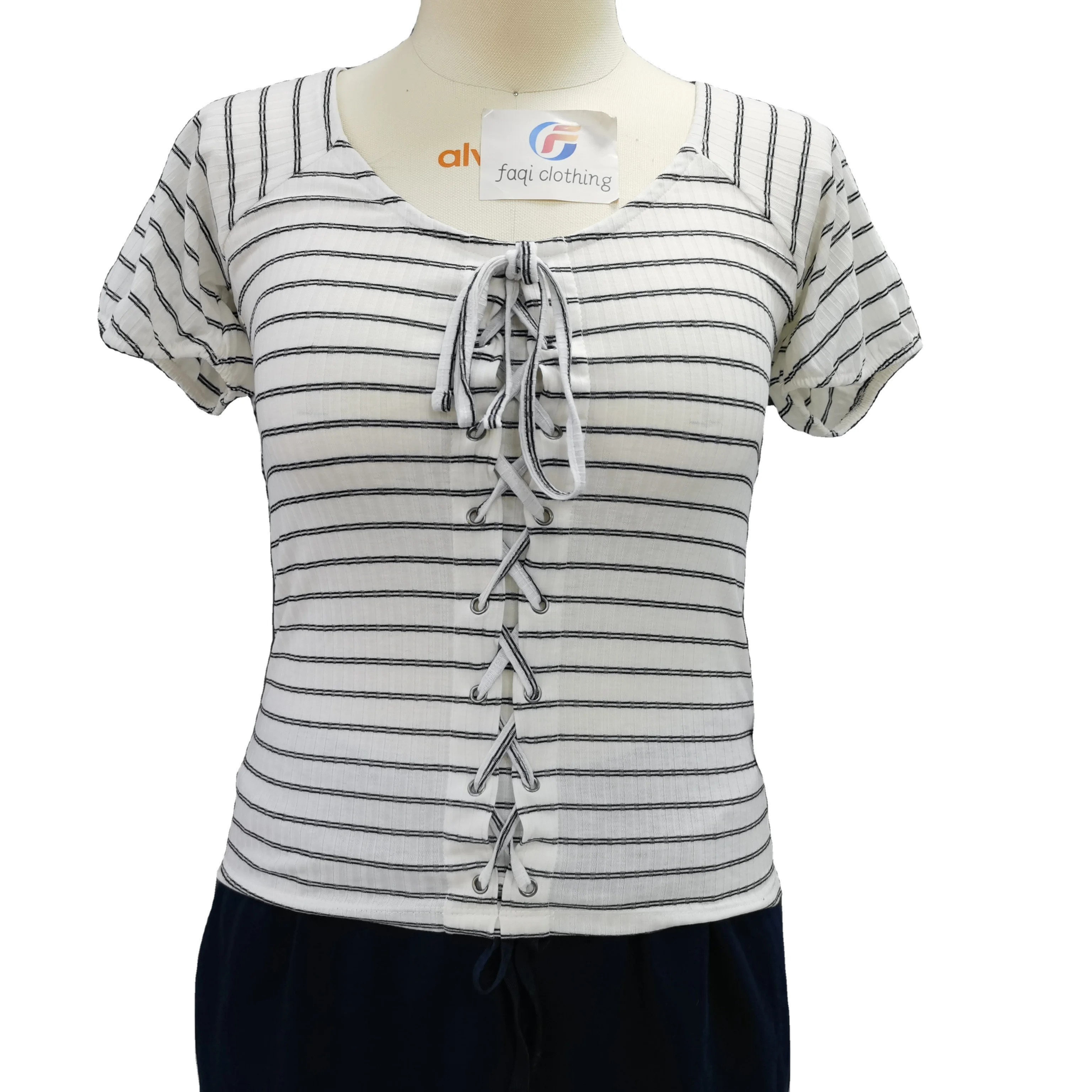 Women luxury black and white striped shirt blank t-shirt women plain cotton t shirt graphic shirts for women