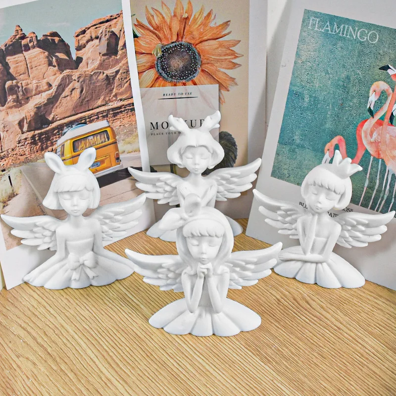 Cute Angel Girl Silicone Mold DIY Car Aromatherapy Gypsum Decoration Expansion Stone Dropping Glue Mold